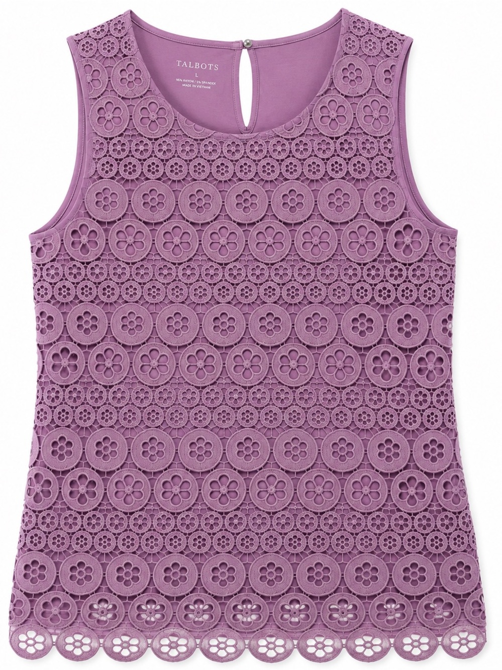 Talbots Lavender Floral Lace Scallops Hem Large